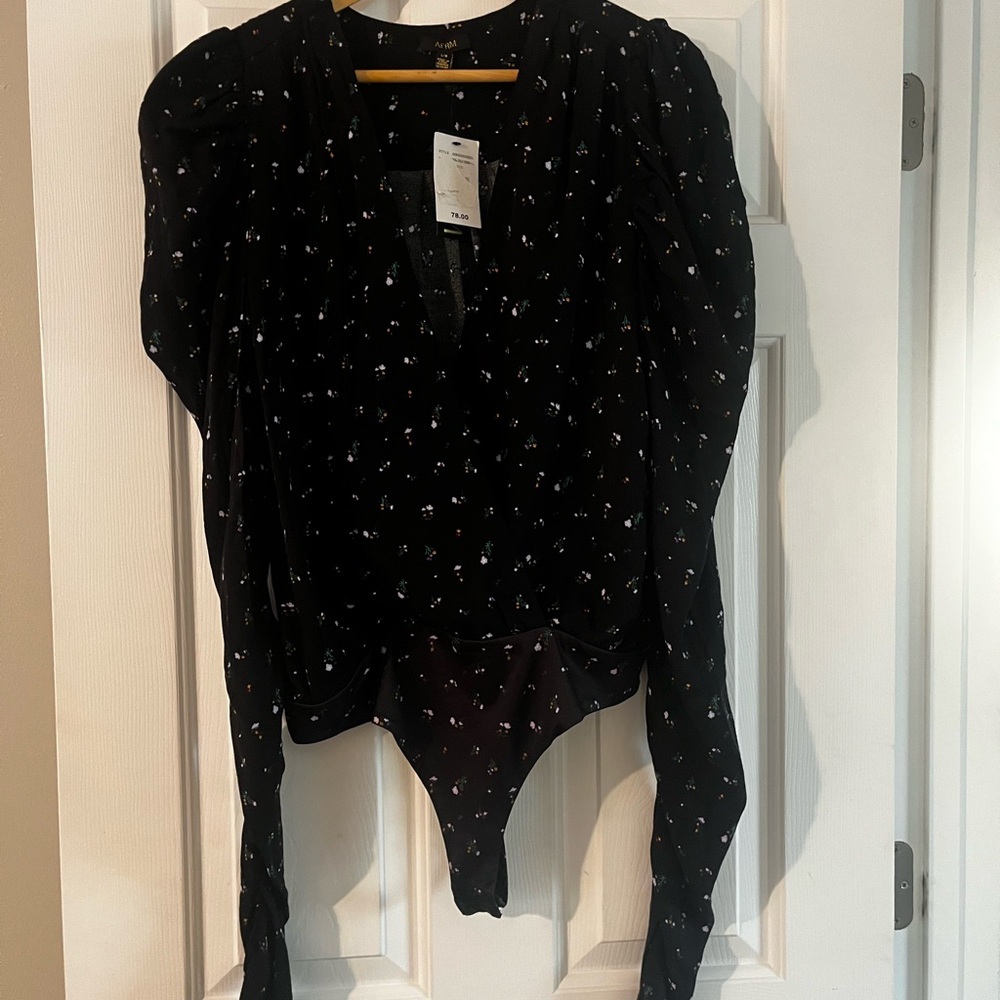 AFRM Black Floral Bodysuit